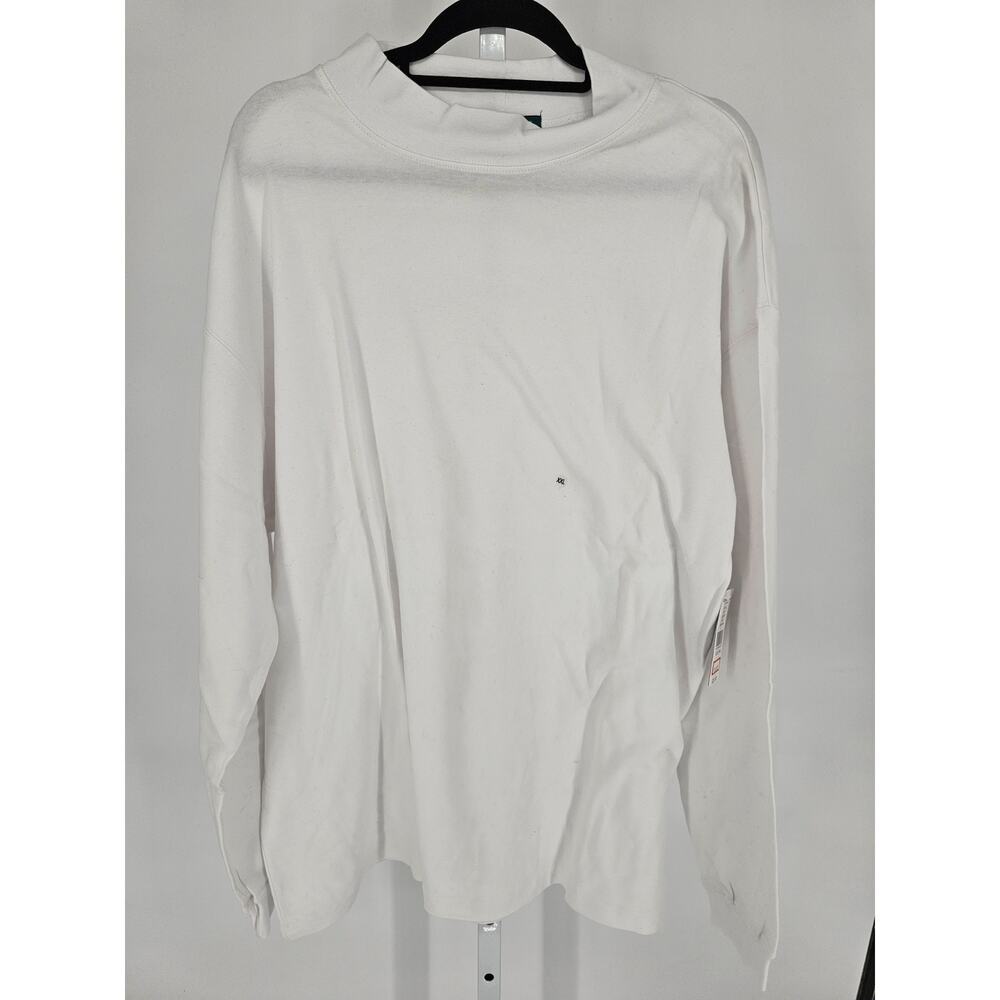 Claybrooke Mens Sz XXL Long Sleeve Mock Neck T Shirt 100% Cotton White NEW